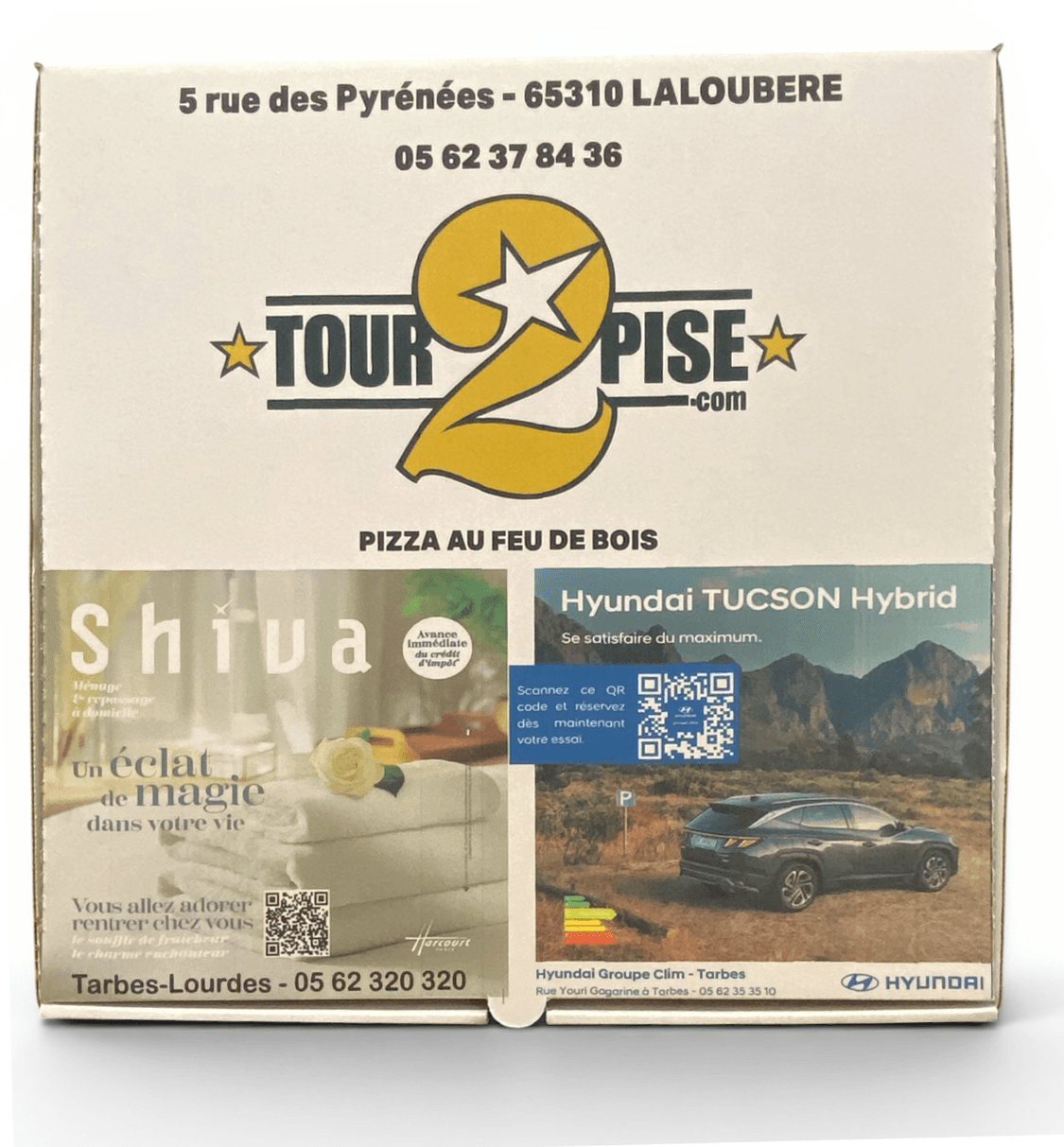 Publicité sur boîte à pizza